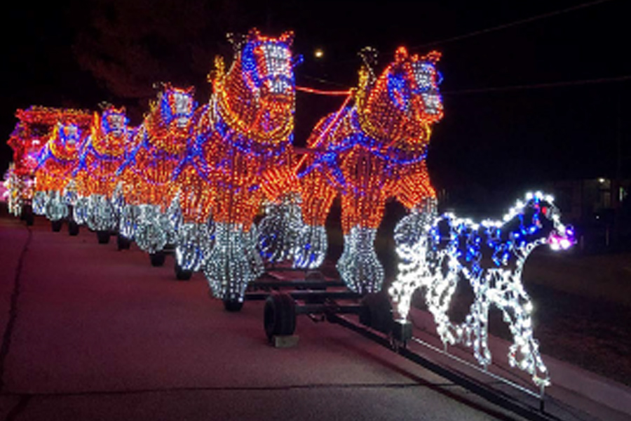 Parade lights Budweiser Horses