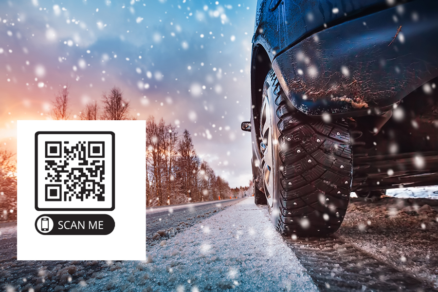 Winter driving, QR code for roadside assistance