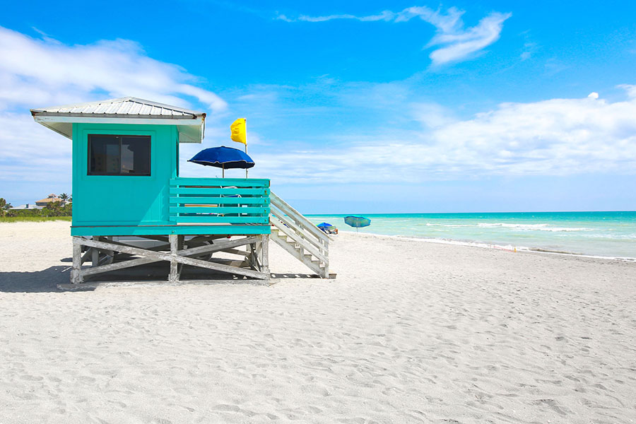 Venice Beach Florda, turquoise lifeguard hut