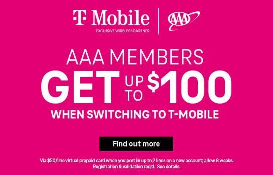 T-Mobile advertisement - AAA Get $100 Switch and Save