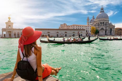 Woman enjoying the views in Venice, Italy