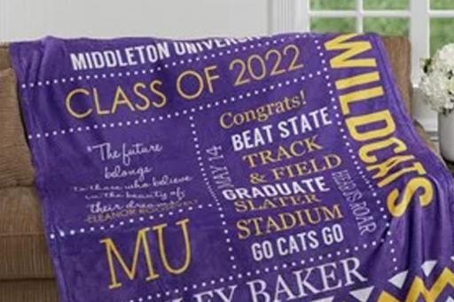 Personalized Graduation  blanket in purple