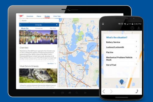 AAA Mobile App map view display image